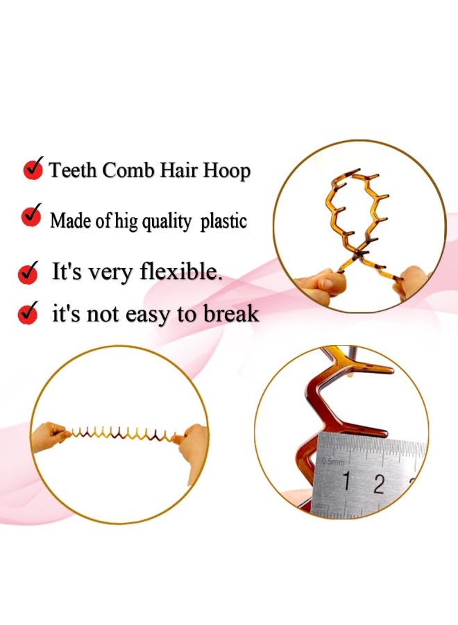 Set of 2 Zig Zag Black Plastic Sharks Tooth Hair Comb Headband - Image 4